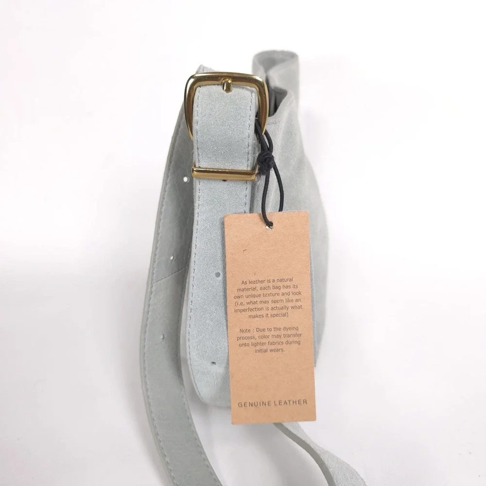 NEW‎ Margot NEW YORK Kaye Mini Bucket LEATHER Suede Blue Crossbody Bag MG3318-KU